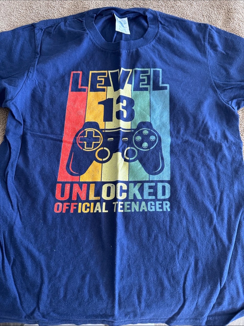 Port and Company Blue 'Level 13 Unlocked' Graphic Tee